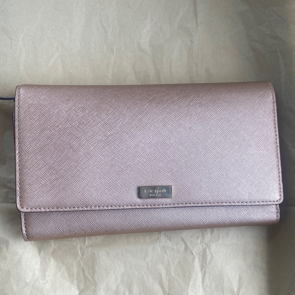 Kate Spade rose gold leather clutch/wallet